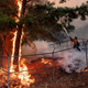 Cal Fire workers try to keep flames away from the St. Helena Water Treatment Plant in Napa Valley, California, during the Glass Fire in September 2020.